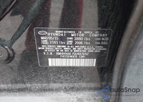 2016 Hyundai Elantra Se из США, поврежденный, VIN KMHDH4AE7GU487692